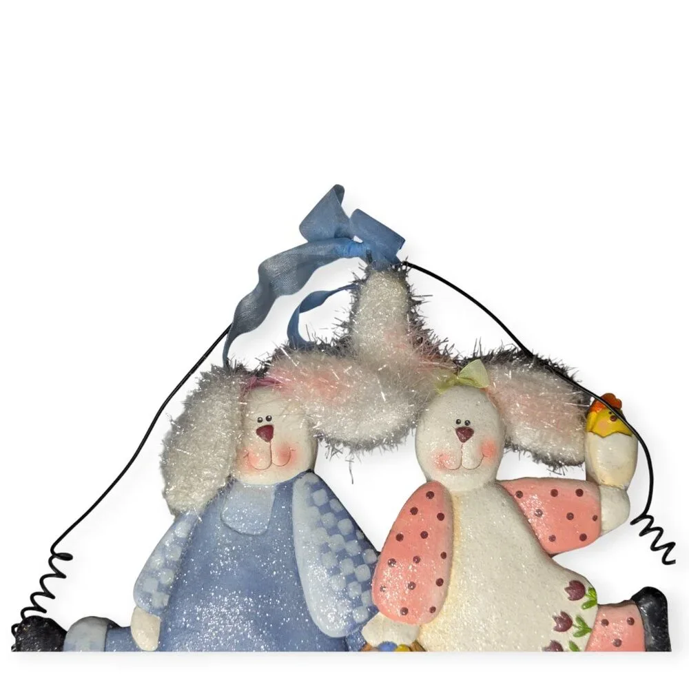 Happy Easter Bunny Wall Hanging Resin Sign